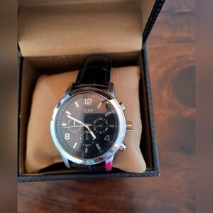 Men's Guess watch black leather strap